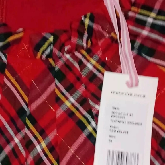 Women's Vineyard Vines Plaid Ruffle Tiered Dress Size 00 Color Red Velvet - Picture 2 of 3